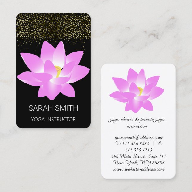 Cartão De Visita Lotus Lily Yoga Mindthing Glitter (Frente/Verso)