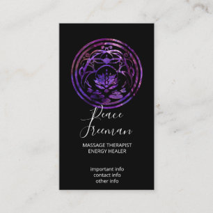 Cartão De Visita Lotus Quietude   Design Mandala Roxo