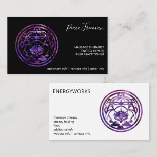 Cartão De Visita Lótus Serenidade   Design Mandala Roxo