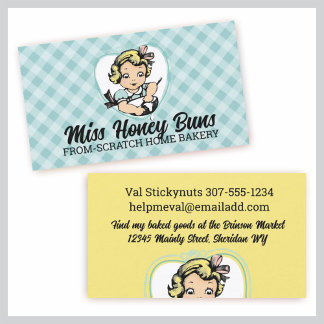 Cartão De Visita Loura vintage agitando cozinhar de padaria