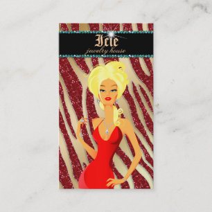 Cartão De Visita Louro vermelho do ouro da faísca da zebra dos