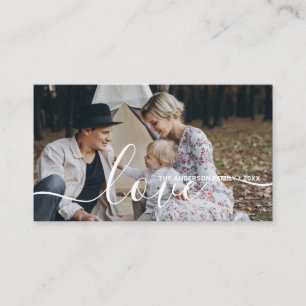 Cartão De Visita 'Love' Foto personalizada da família com nome per