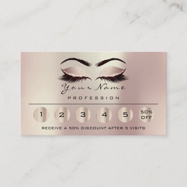 Cartão De Visita Loyality 6 Makeup Eyebrow Olhos Lashes Glitter Ros (Frente)