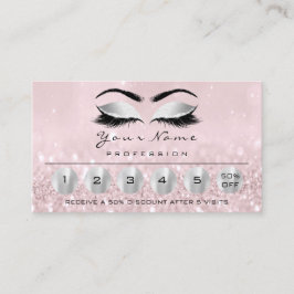 Cartão De Visita Loyality 6 Makeup Eyebrow Olhos Lashes Rosa Cinza