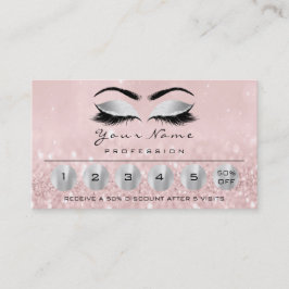 Cartão De Visita Loyality 6 Makeup Eyebrow Olhos Lashes Rosa Silver