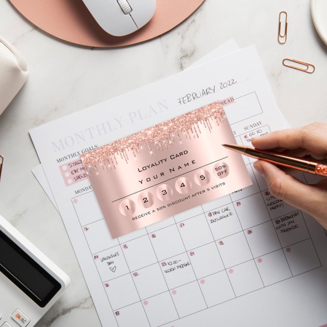 Cartão De Visita Loyaliy 6 Makeup Esthetician Eyelash Rosa Drives (Loyaliy 6 Makeup Esthetician Eyelash Rose Drips Business Card)