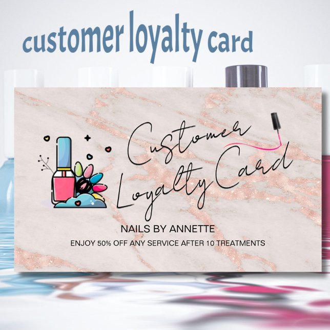 Cartão De Visita * Loyalty Card Manicurist Nail Tech Rose Gold   (Criador carregado)