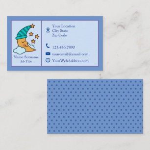 Cartão De Visita Lua Adormecida E Estrelas Amarelas Personalizado