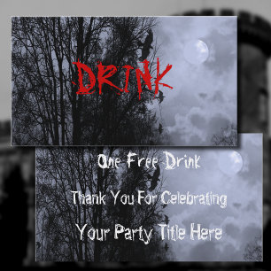 Cartão De Visita Lua Assombrada com Bilhete de Bebida Azul Ravens