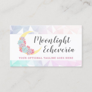 Cartão De Visita Lua & cacto floral místico Pastel de Boho dos