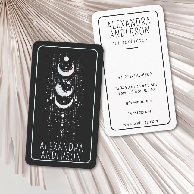 Cartão De Visita Lua Celestial Fases Holísticas Místicas Espiritais (Celestial Moon Phases Mystical Holistic Spiritual Business Card)