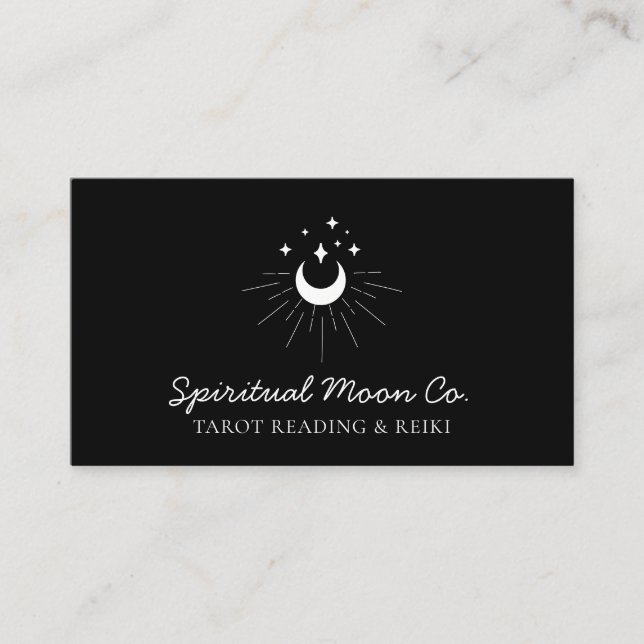 Cartão De Visita Lua Estrelas Preto Branco Espiritual Reiki (Frente)