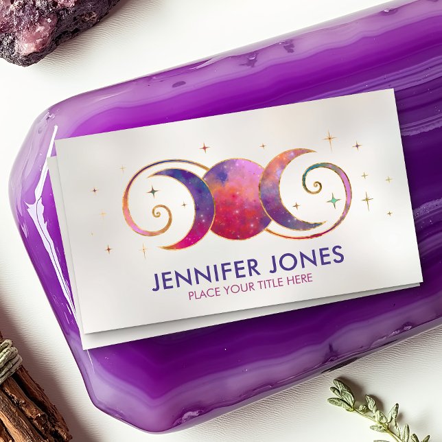 Cartão De Visita Lua tripla - Ornamento espiral Ouro (Criador carregado)