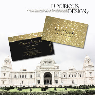 Cartão De Visita Luminosa Dourada luxuosa com estrelas de brilho