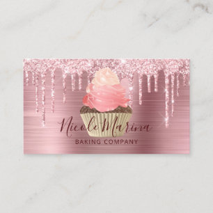 Cartão De Visita Lúpulo de Cupcake rosa-claro doce Chef de cozinha
