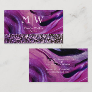 Cartão De Visita Lúpulo de Mármaco Roxo Monograma