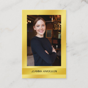 Cartão De Visita Luscioso Elegante Moderno Brilhante Foto Dourada E