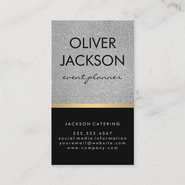 Cartão De Visita Lux Executive / Glitter Black / Dourado Trim. Bar (Frente)