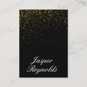 Cartão De Visita Lux Preta de Poeira Dourada Elegante