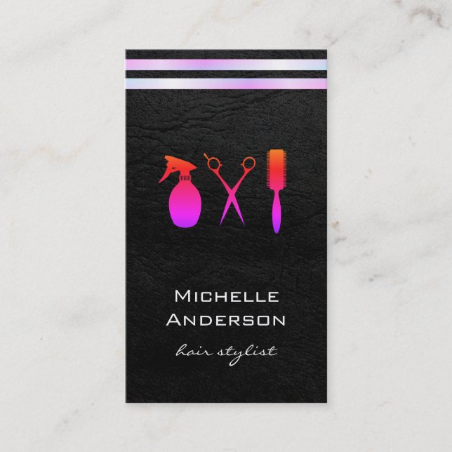 Cartão De Visita Lux White Stripes Ritzy Preto (Frente)