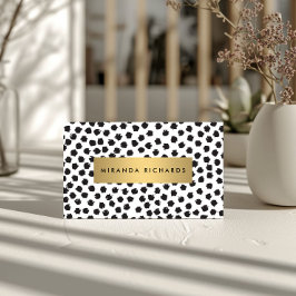 Cartão De Visita Luxe Black Confetti Pontos II com Bar Dourado