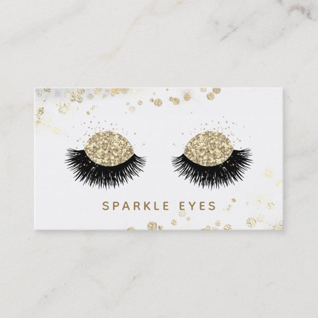 Cartão De Visita *~* Luxe Black Dourado Cinza Olhos Lashes Glam (Frente)
