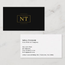 Luxe Gold 2 Inicial Monograma Minimalista Preto