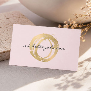 Cartão De Visita Luxe Logotipo Círculo Pintado em Dourado Falso Ros