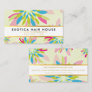 Cartão De Visita LUXE MODERNO FLORAL limão aqua rosa