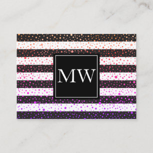 Cartão De Visita Luxe Pontos Coloridos Monograma Black Stripes