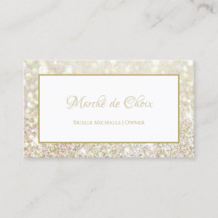 Cartão De Visita Luxe White Glitter Elegant Beautique Boutique