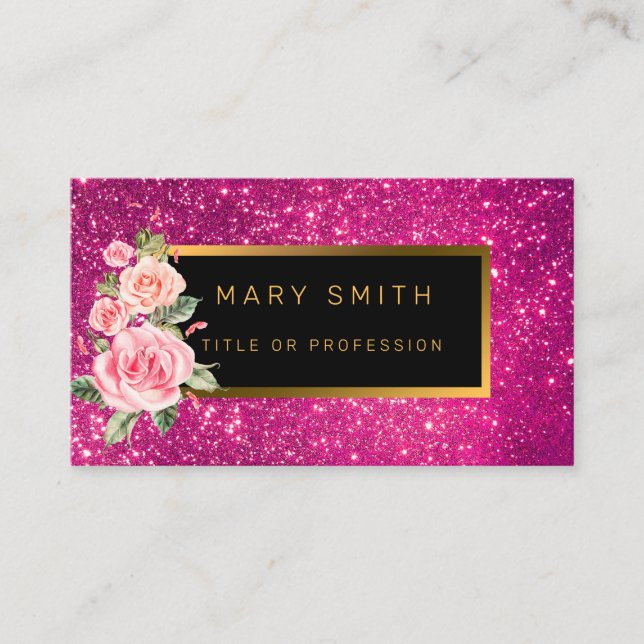 Cartão De Visita Luxo: A melhor brilhante Dourada rosa popular (Frente)