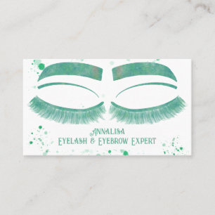 Cartão De Visita Lúxo Aquarela Eyelash & Brow Beauty,Mint Green