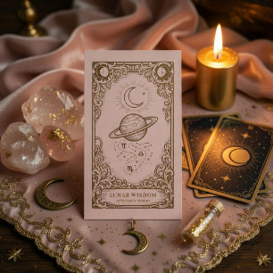 Cartão De Visita Luxo Astronomia Blush Rosa Dourado Celestial