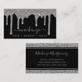 Cartão De Visita Luxo Black Silver Sparkle Glitter
