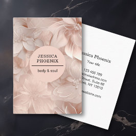 Cartão De Visita Luxo, Blush-Beige, Círculo, Flor, Salão