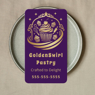 Cartão De Visita Luxo Cupcake Home Bakery Pastry Chef Roxo