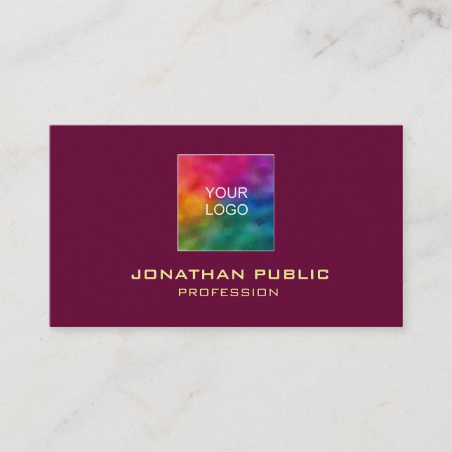 Cartão De Visita Luxo de texto de cor Dourada Elegante profissional (Frente)