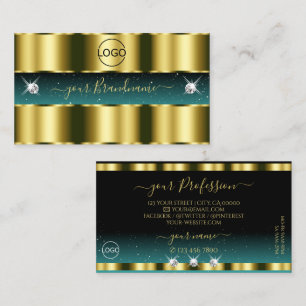 Cartão De Visita Luxo Dourado Turquesa Preto Brilhante Diamantes Ad
