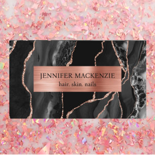 Cartão De Visita Luxo elegante de gás negro e Rosa Dourado