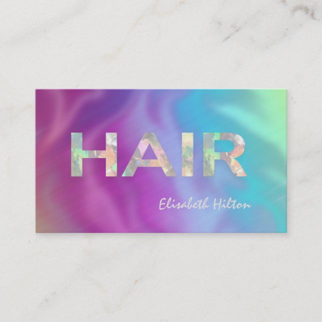 Cartão De Visita Luxo elegante e colorido holográfico HAIR (Frente)