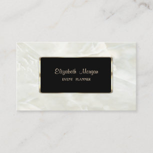Cartão De Visita Luxo Elegante Estiloso, Mármore Branco, Moldura