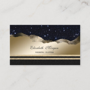 Cartão De Visita Luxo Elegante, Listras de Brilho Preto e Dourado