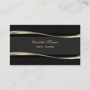 Cartão De Visita Luxo Elegante Moderno, Dourado, Preto