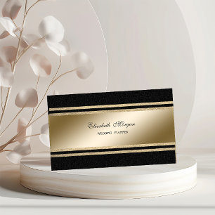 Cartão De Visita Luxo Elegante, Preto, Dourado Listras de Literatur