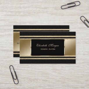 Cartão De Visita Luxo Elegante, Preto, Listras Brilhantes de Faux D