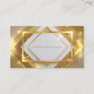 Cartão De Visita Luxo Geométrico Diamante Metálico Dourado Opulento