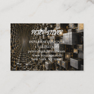 Cartão De Visita Luxo Hexágono Preto Dourado