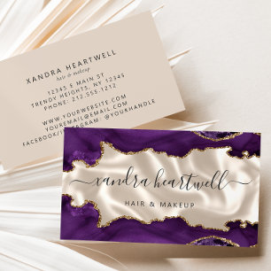 Cartão De Visita Luxo Marfim Ágata Dourado Roxo