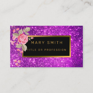 Cartão De Visita Luxo Melhor Glitor Dourado Roxo Popular